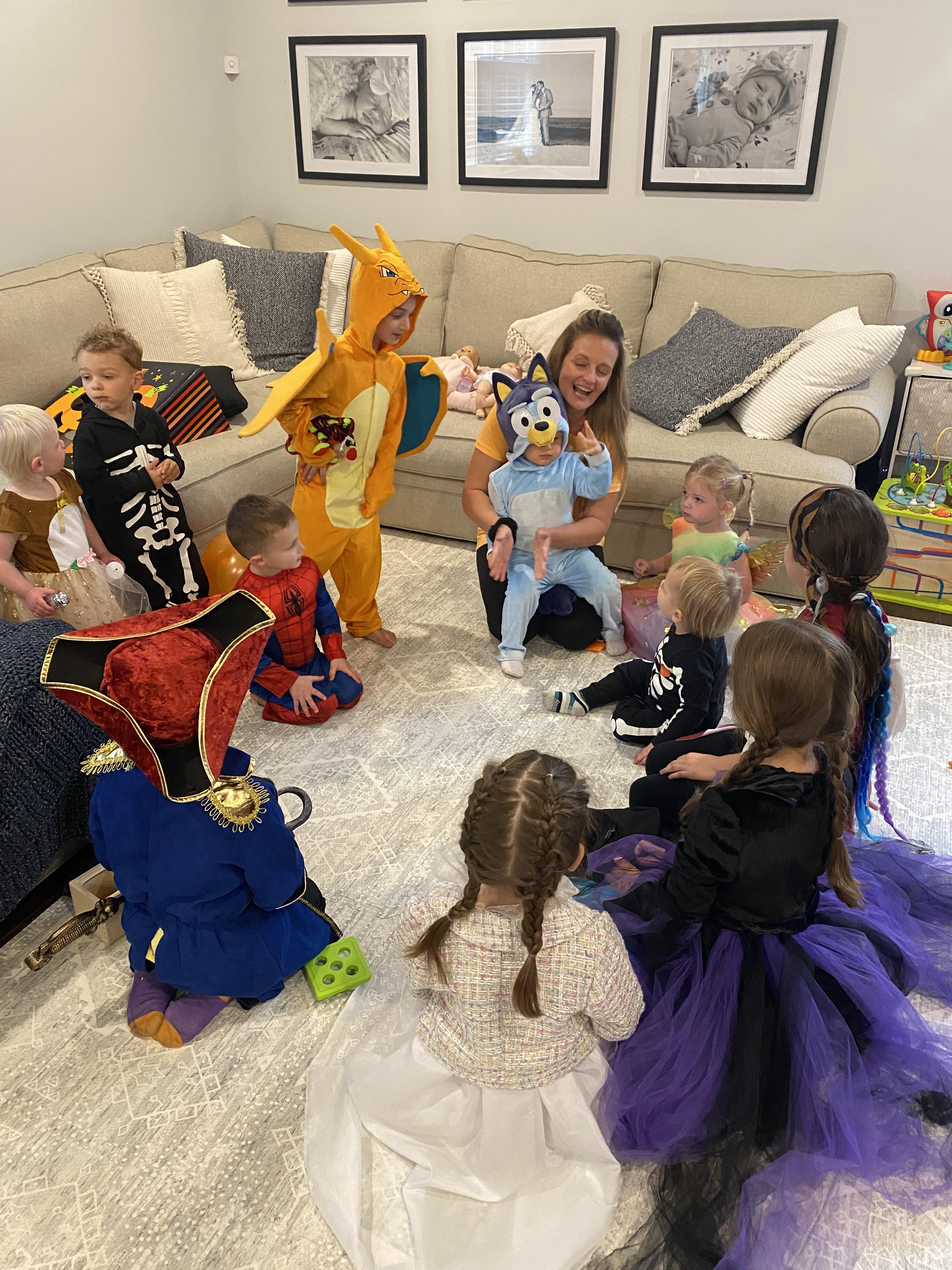 Kim and the kids for Halloween