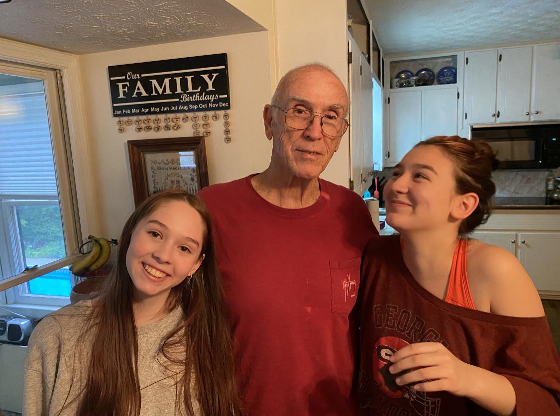 Andie and Bella loving Papa