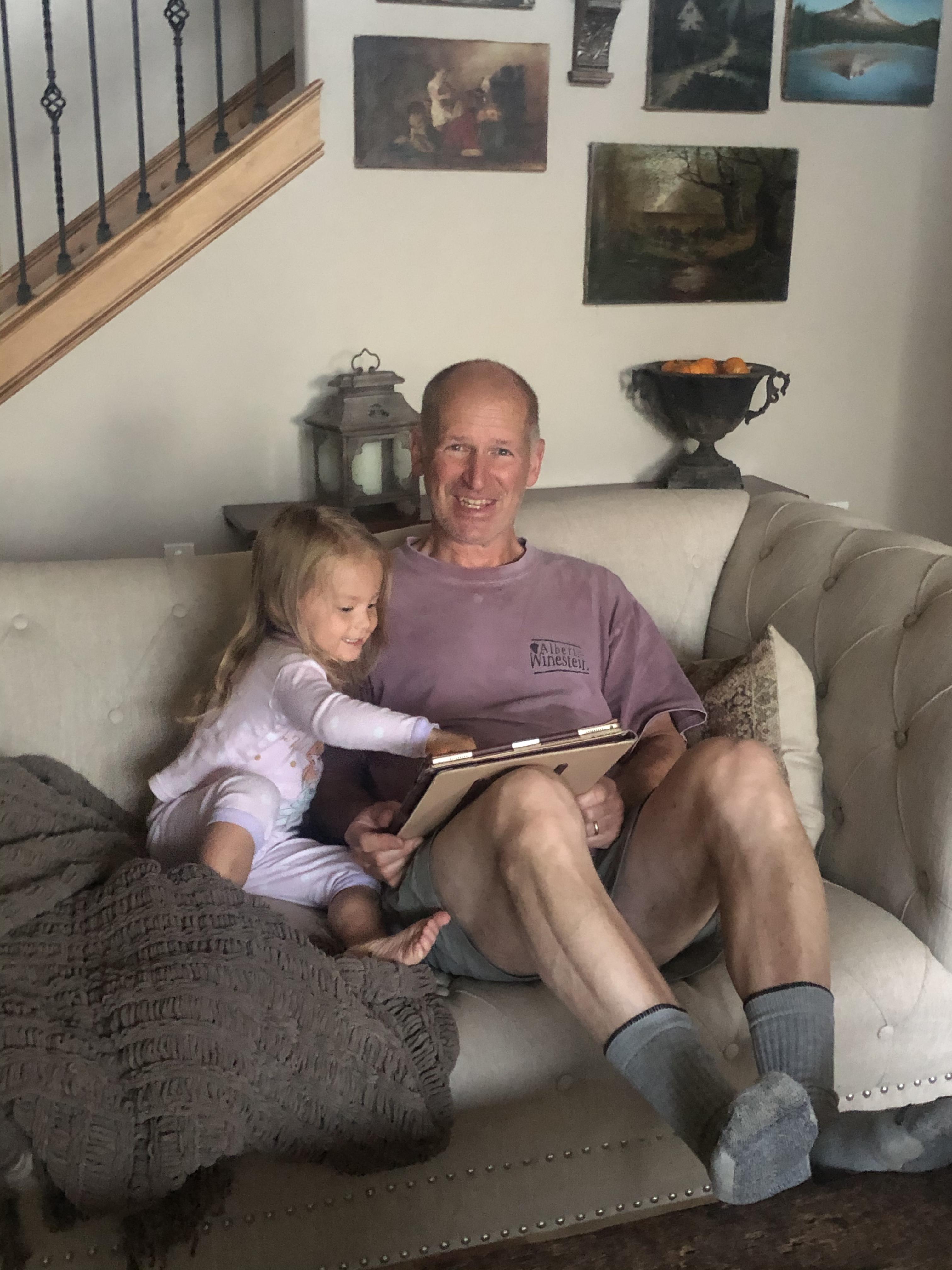 Dad teaching Claire (3) how t…