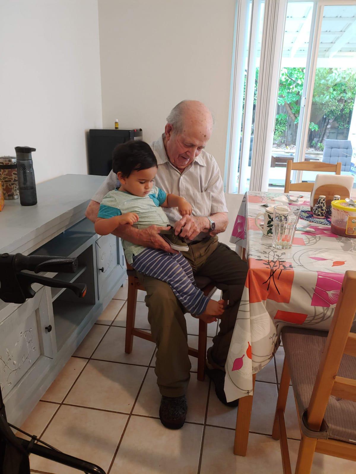 Here is Papaw helping his Gre…