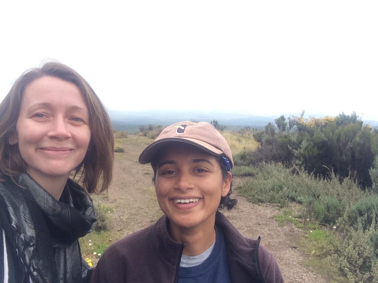 on a hike on Mt. Kenya