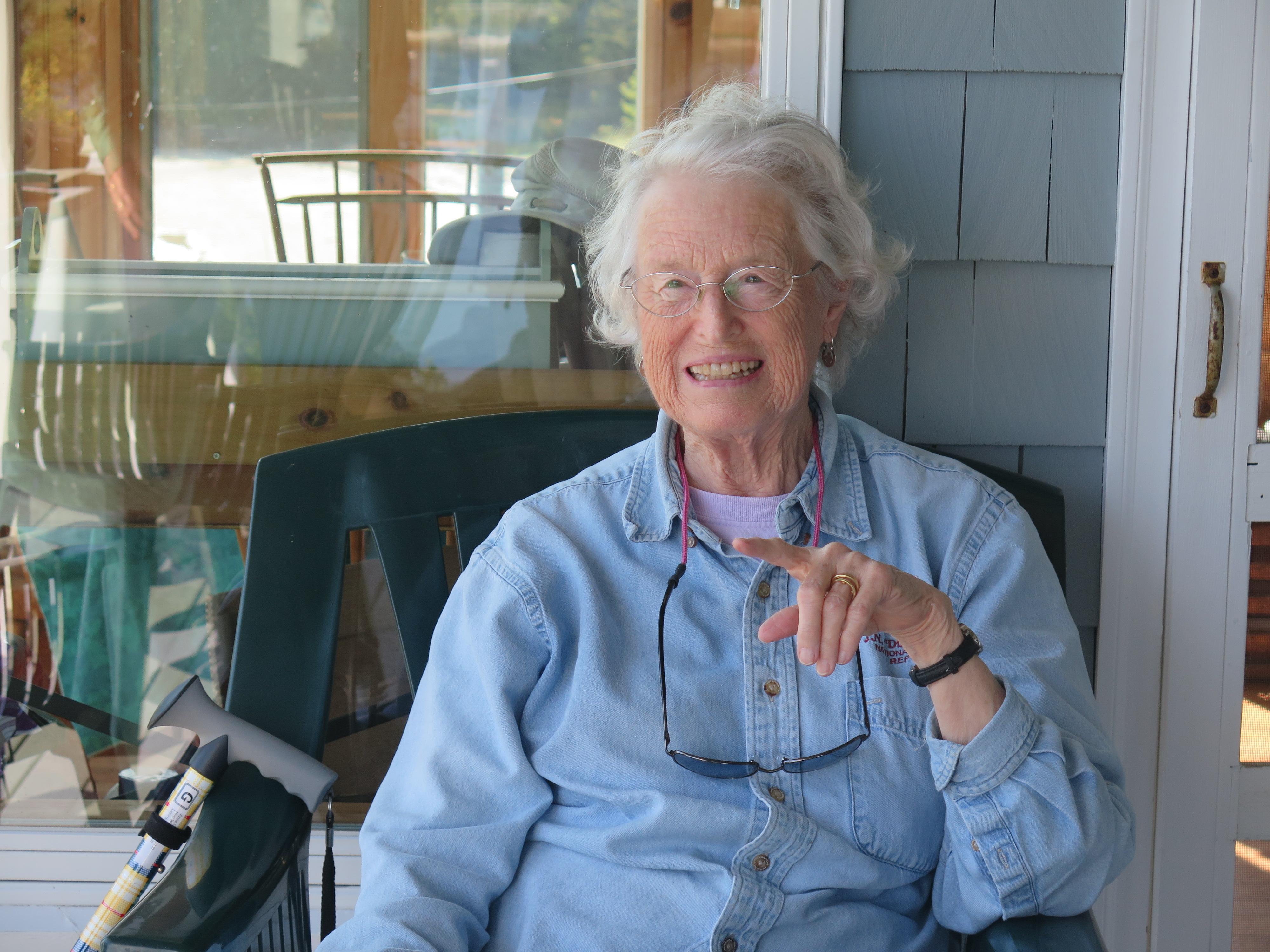 Anne on her favorite porch