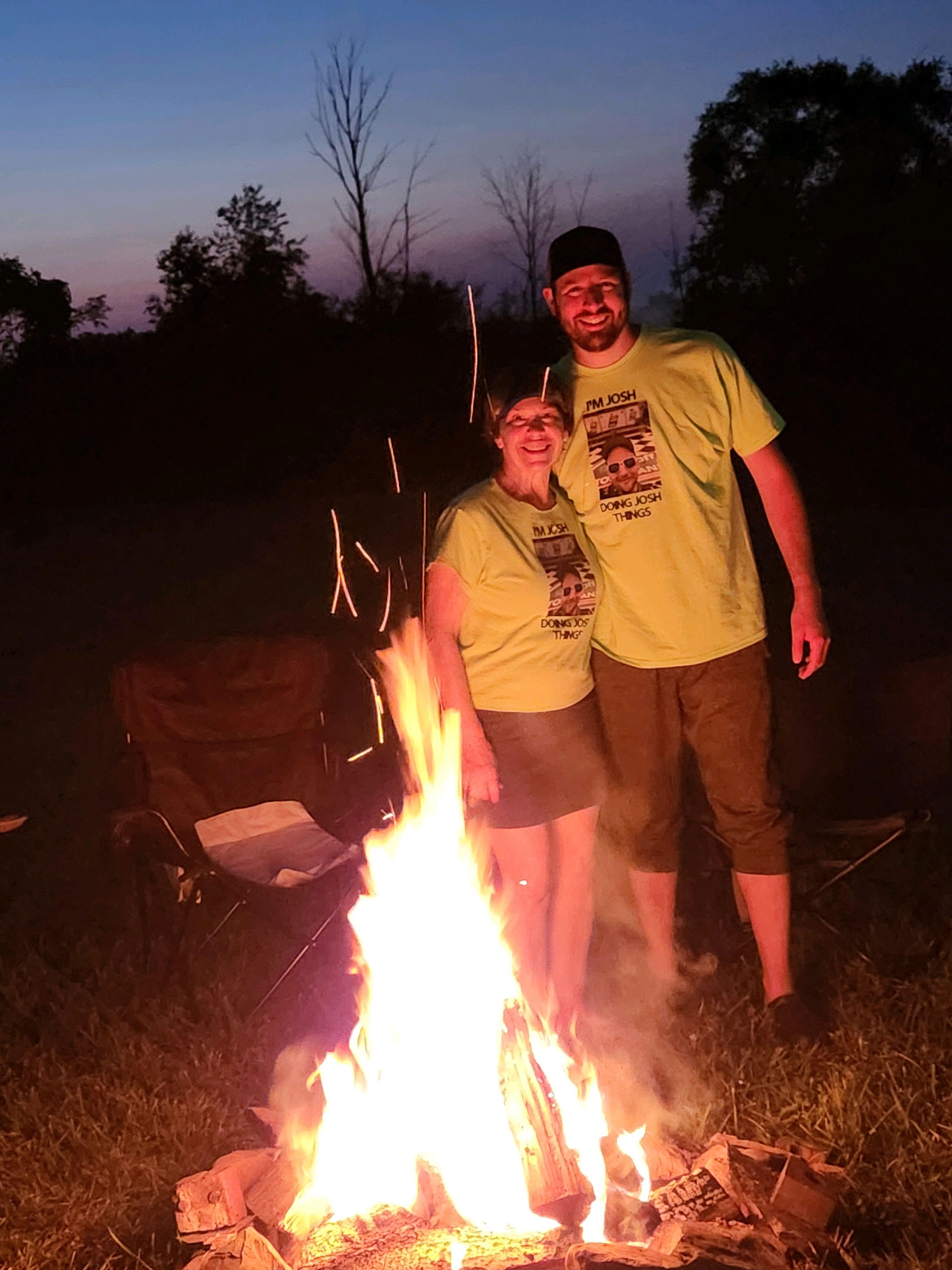 Josh at the campfire with Pat…