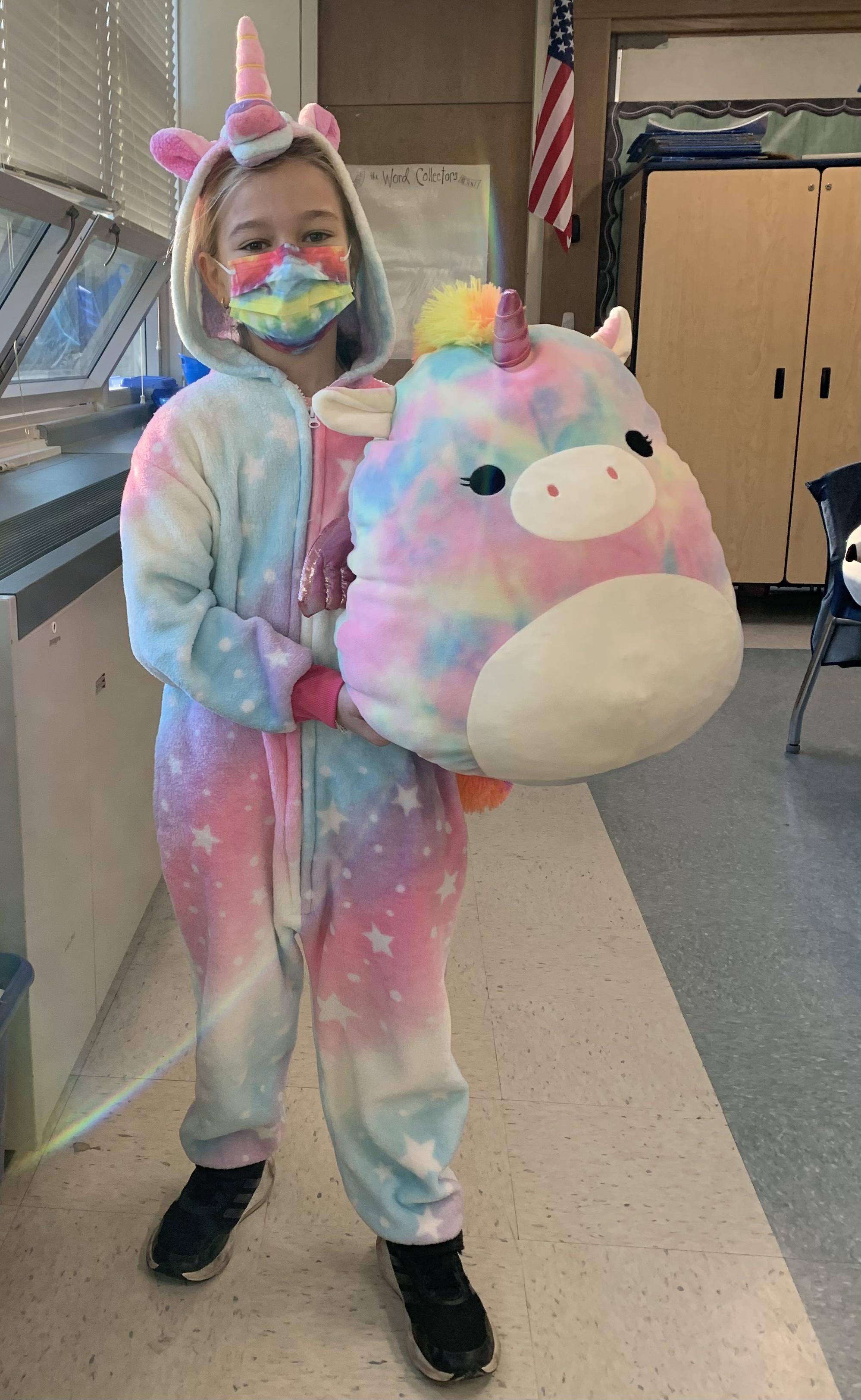 Eliza in her matching PJs and…