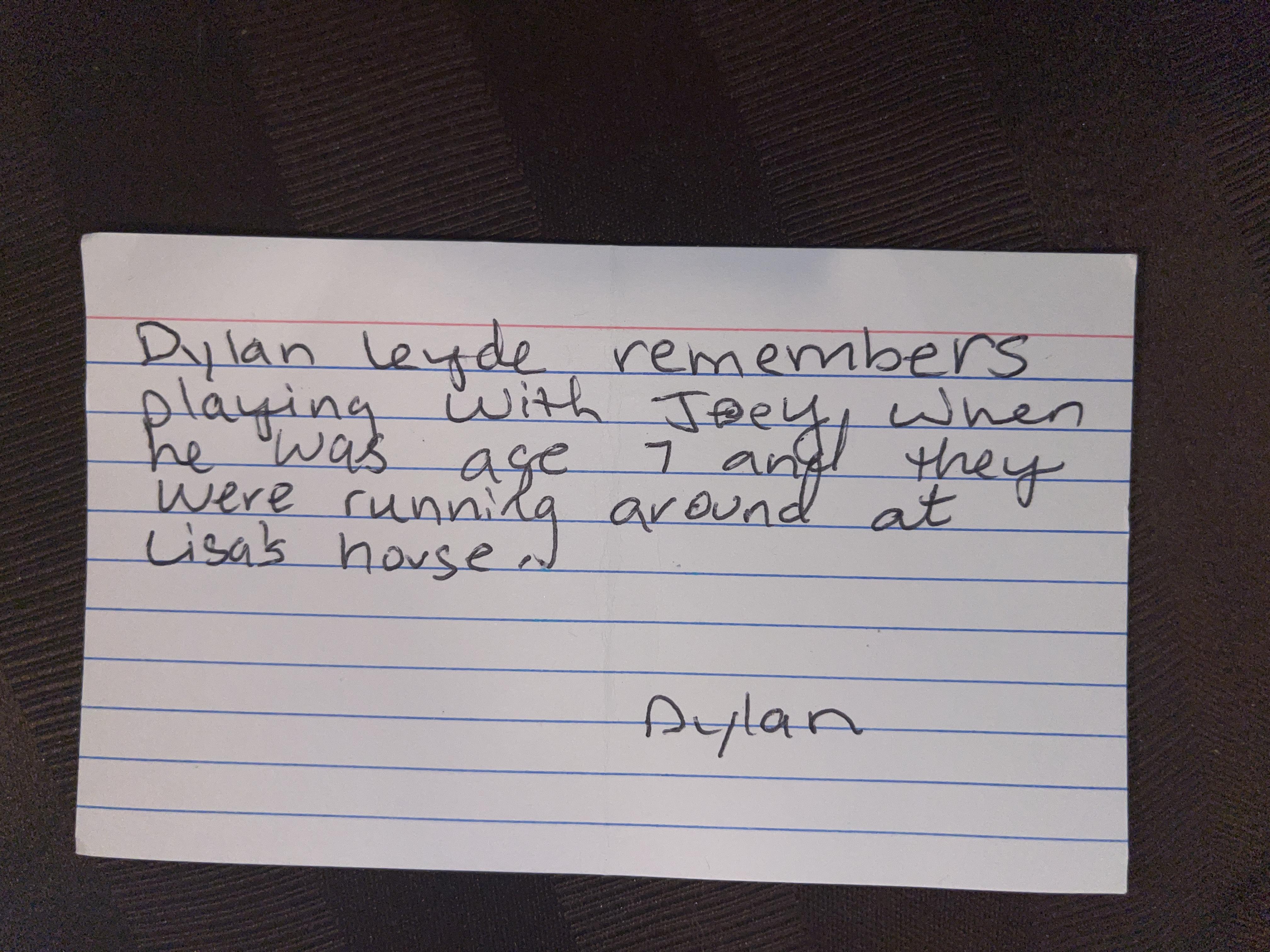 Memory Card from Funeral/Cele…