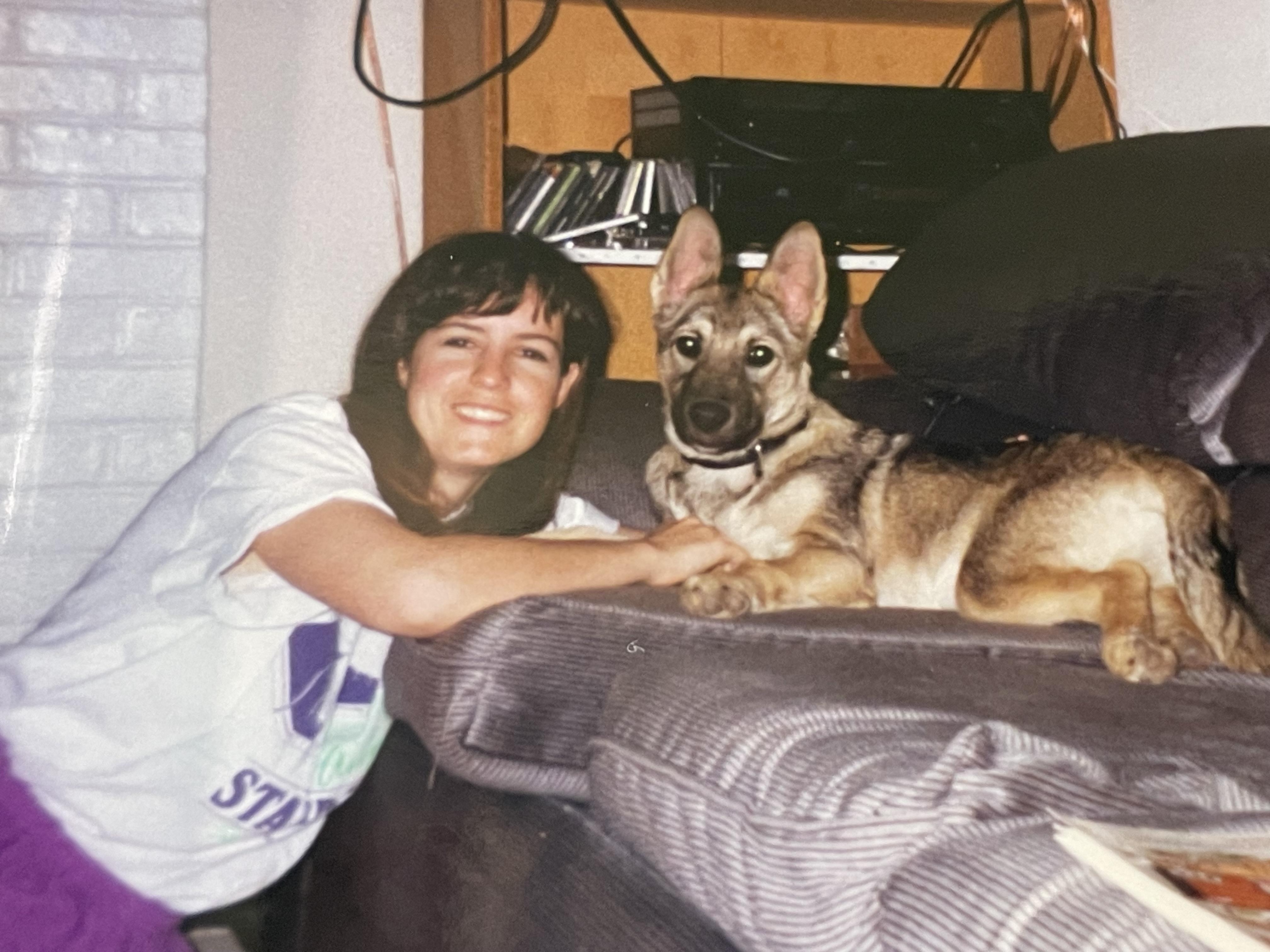 Jen w her dog, Cookie