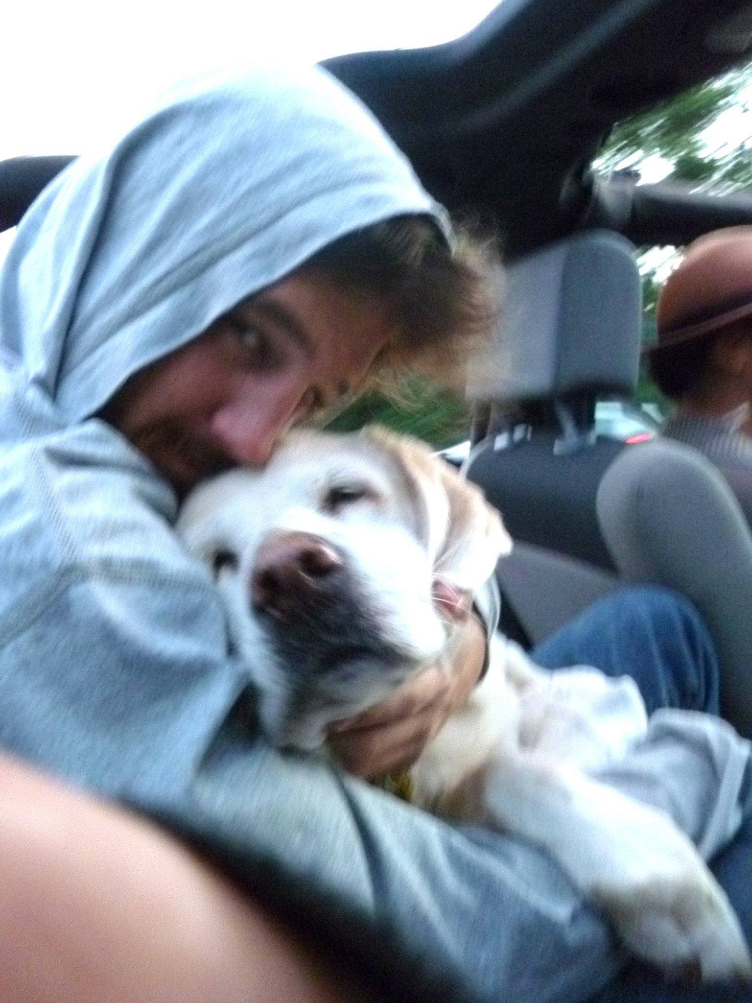 Simon and Maxie in the car dr…