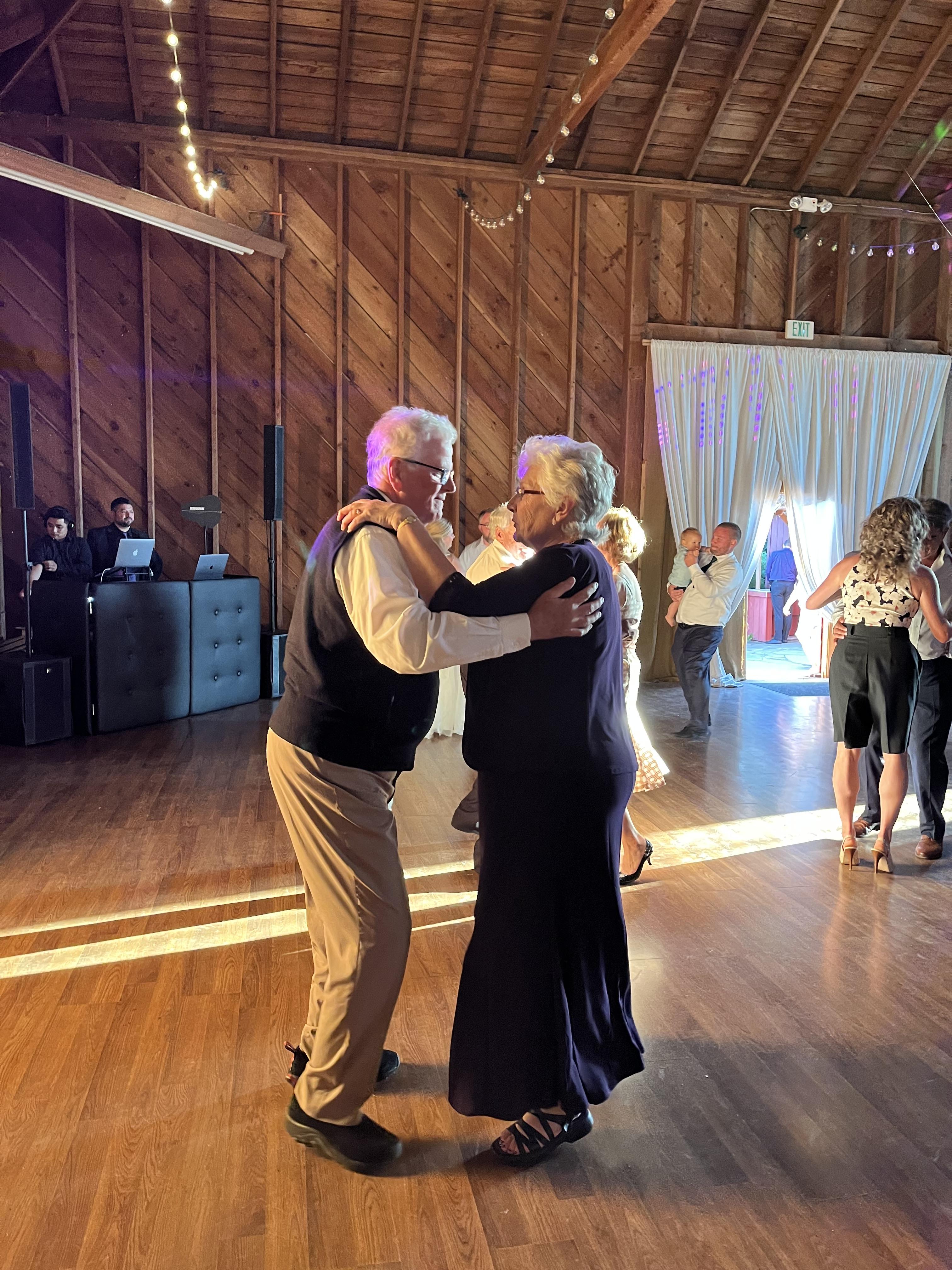 Dancing with her brother Lee …