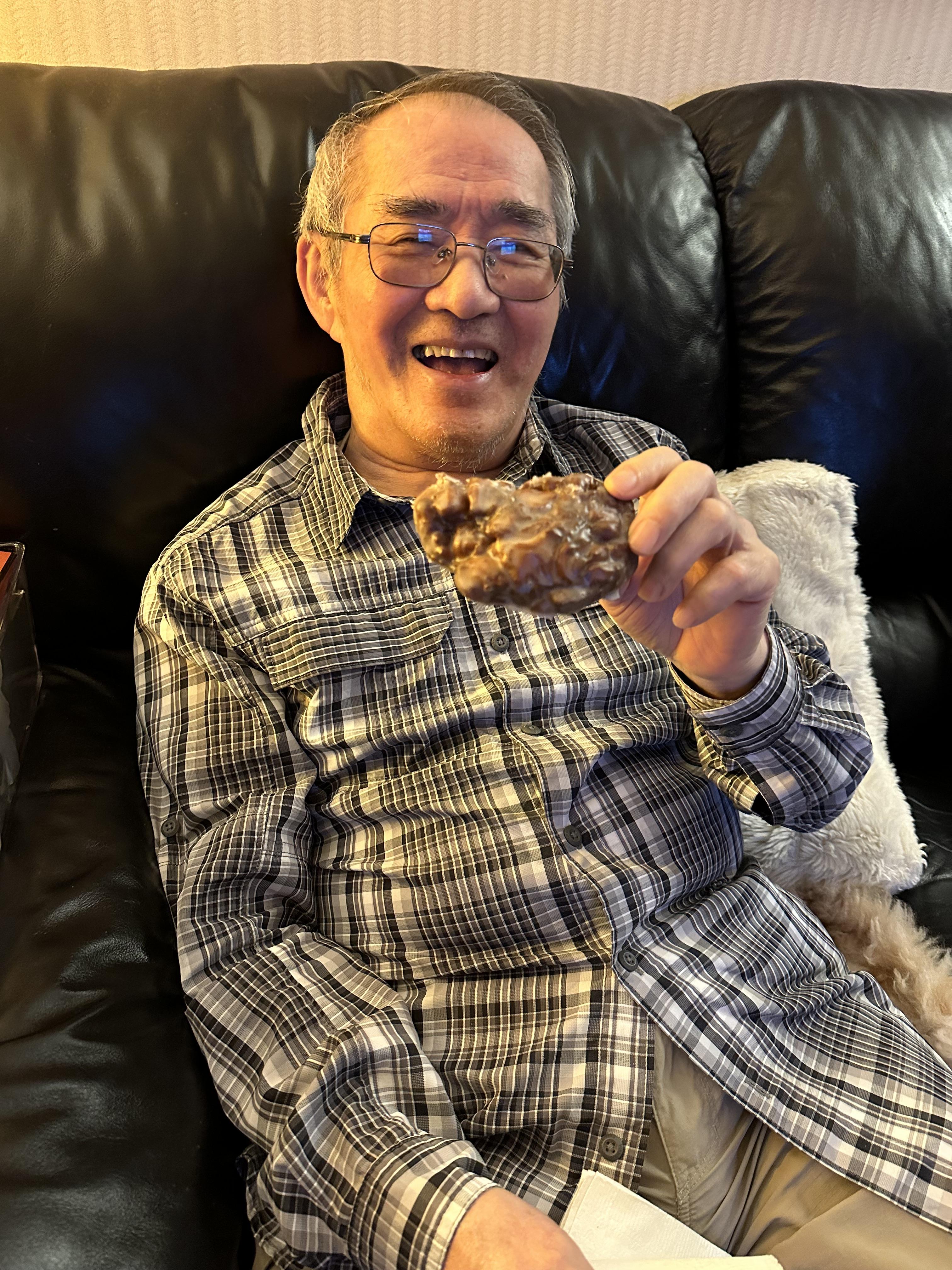 Eating his favorite apple FRU…