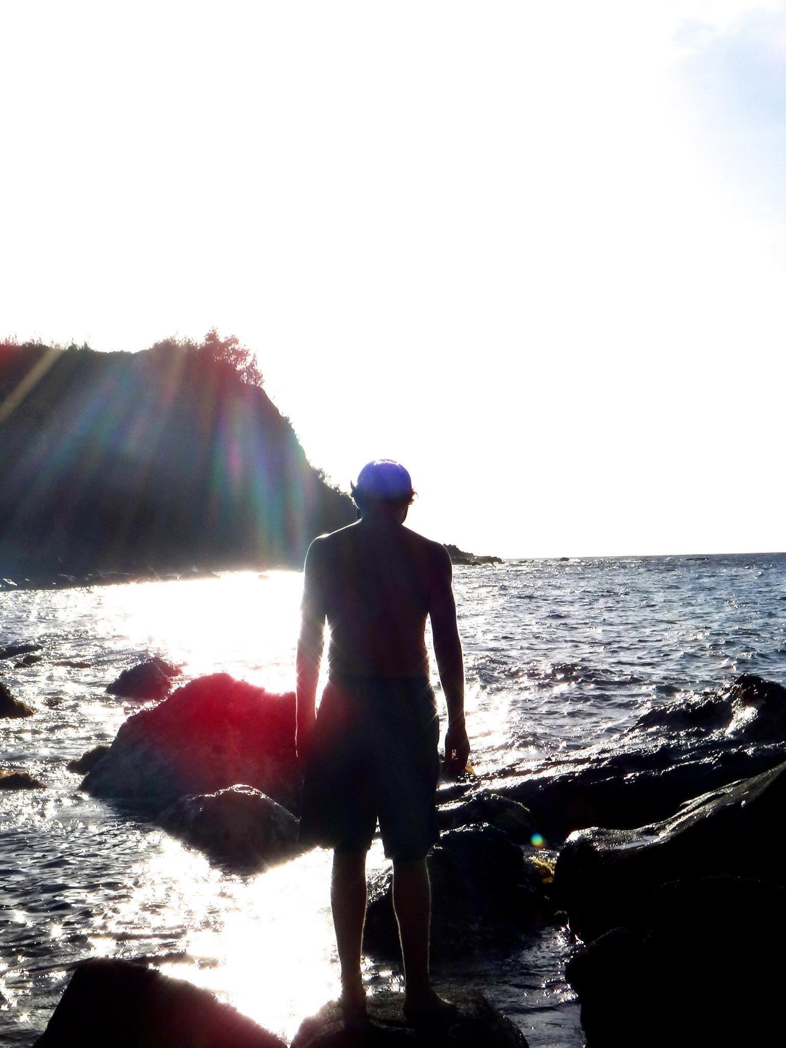 Swimming with friends on his …