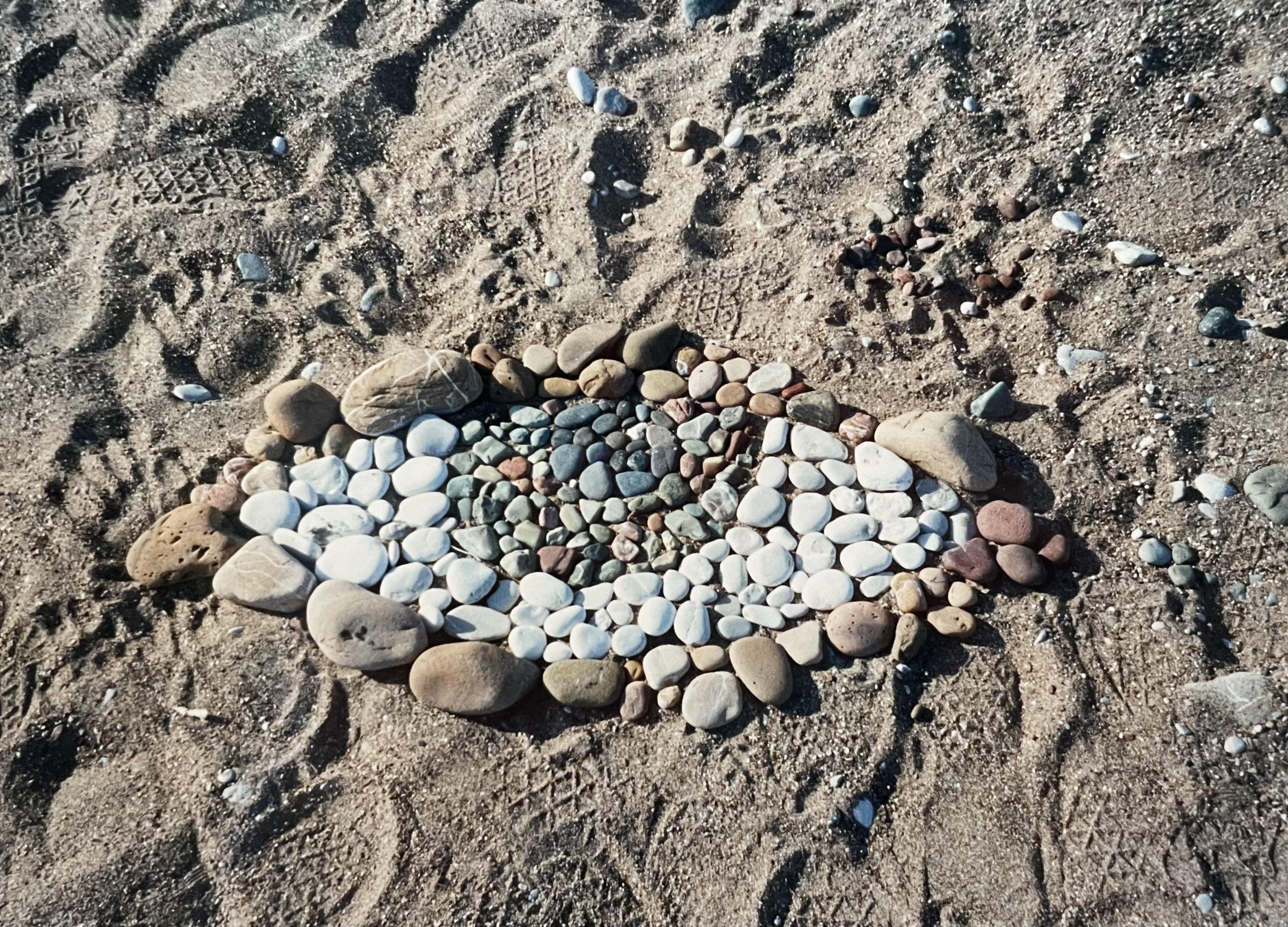 Gabe’s art on the beach in Ol…