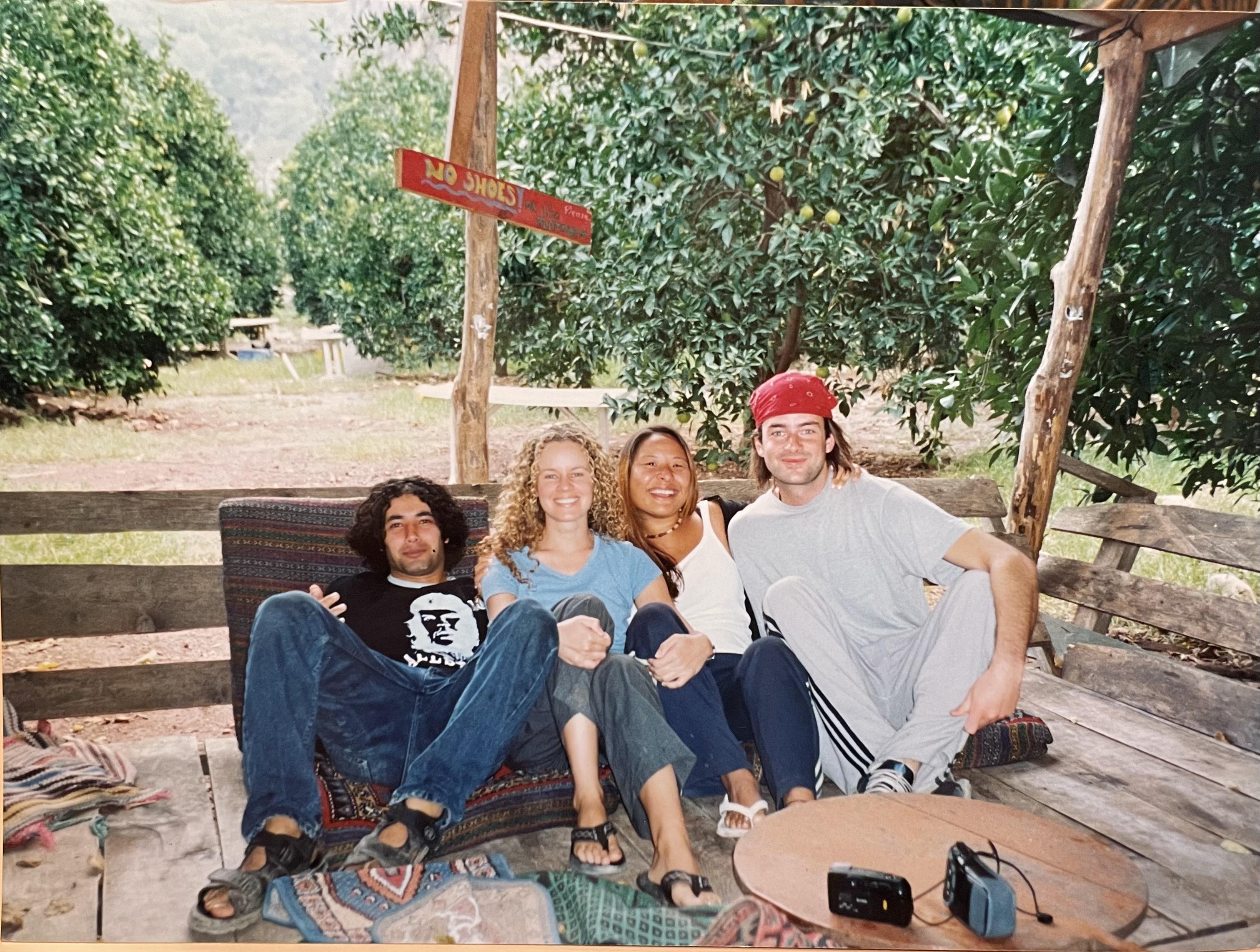 With new traveling friends in…