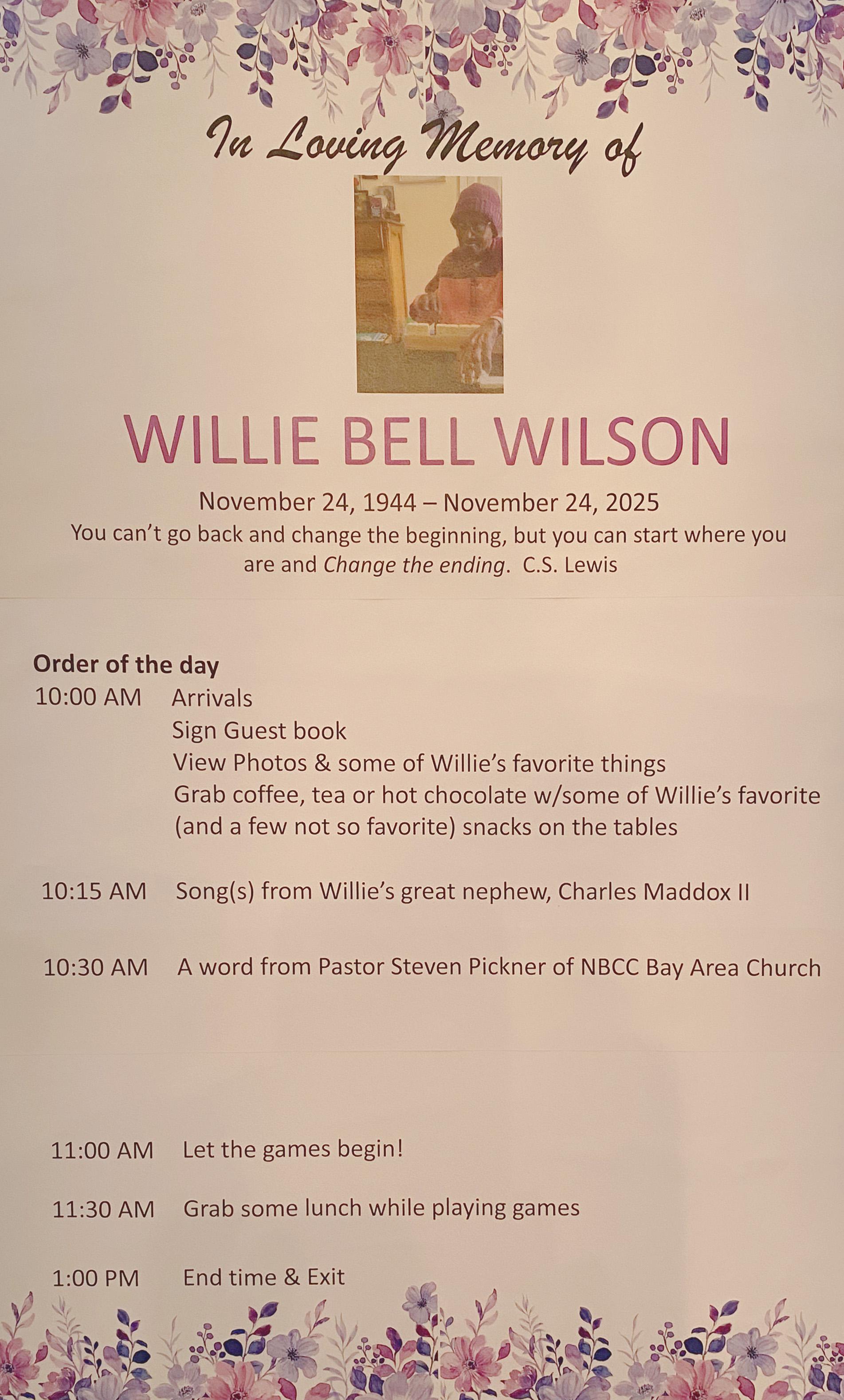 Willie's Memorial Program