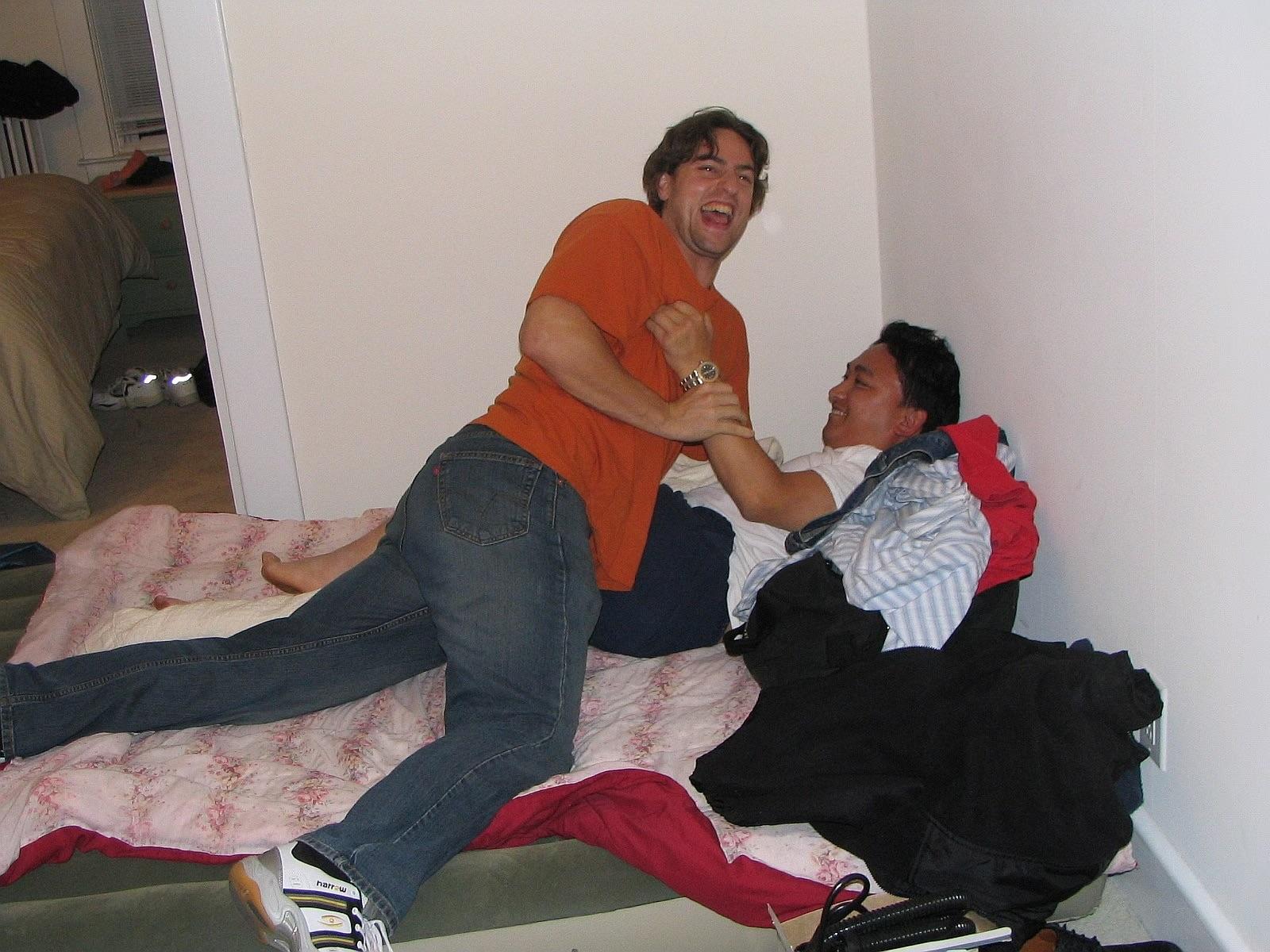 Roughhousing Eli-style after …