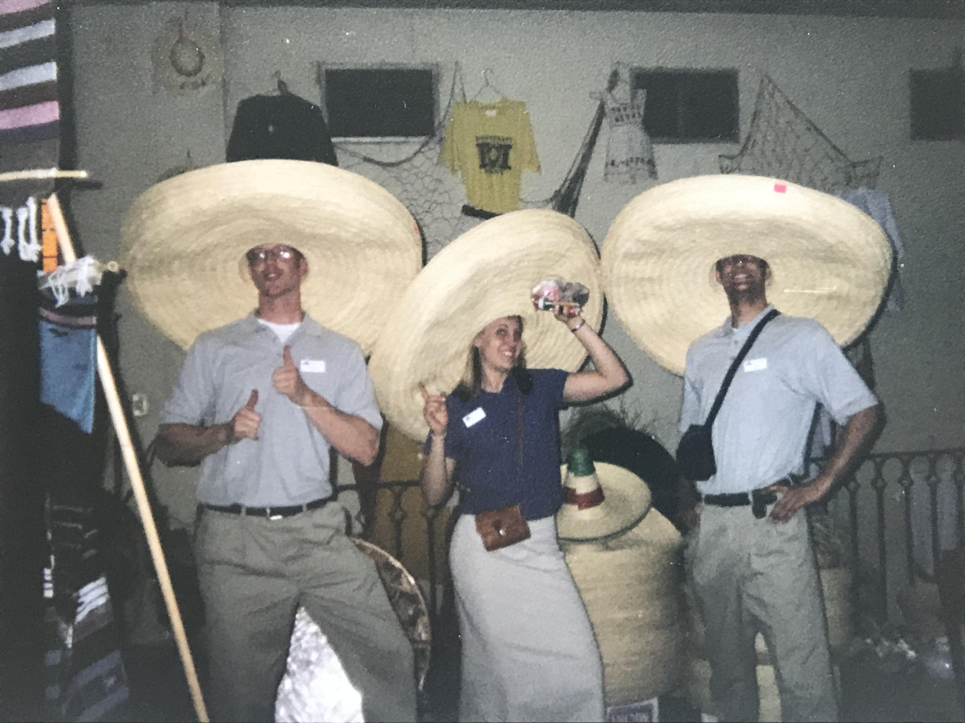 Sporting giant sombreros on b…