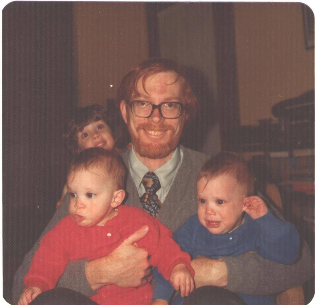 Len with the twins, emily ear…