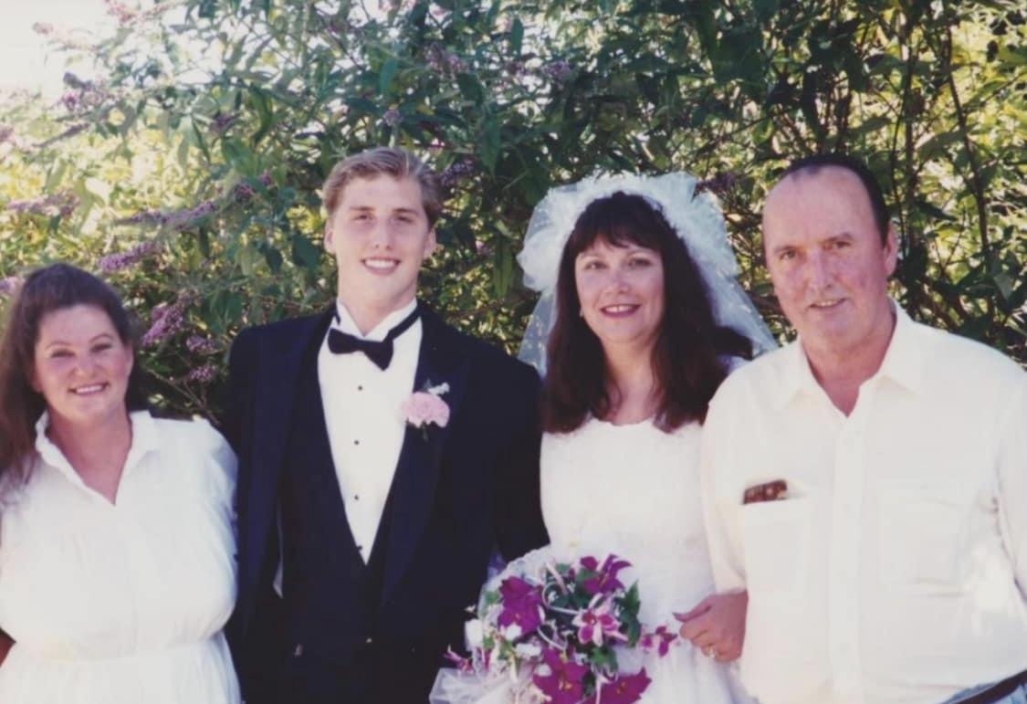 Kris’s parents and I at our w…