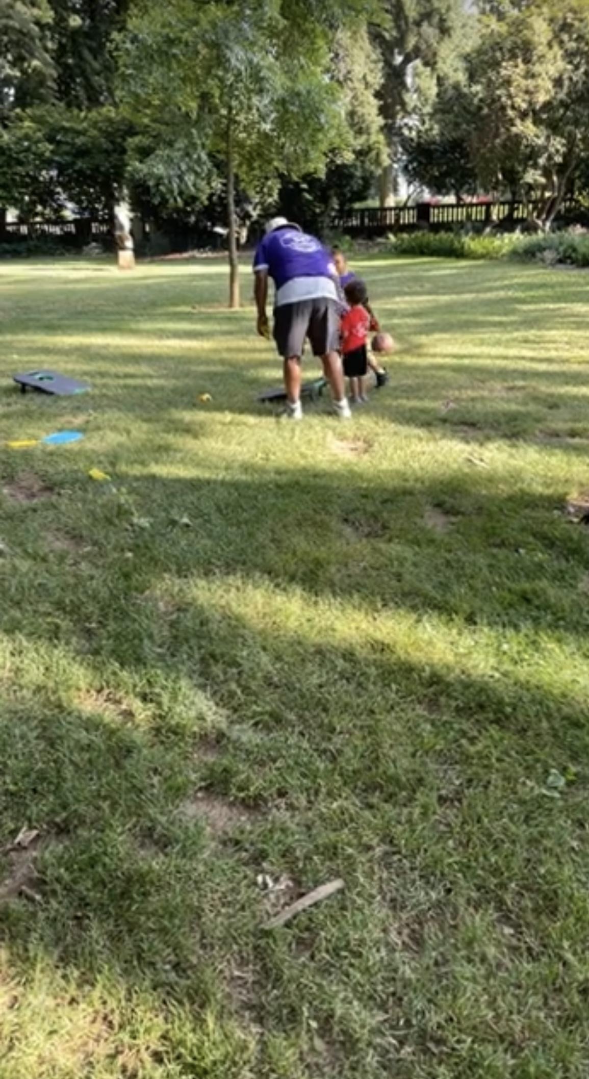 Playing with his nieces and n…