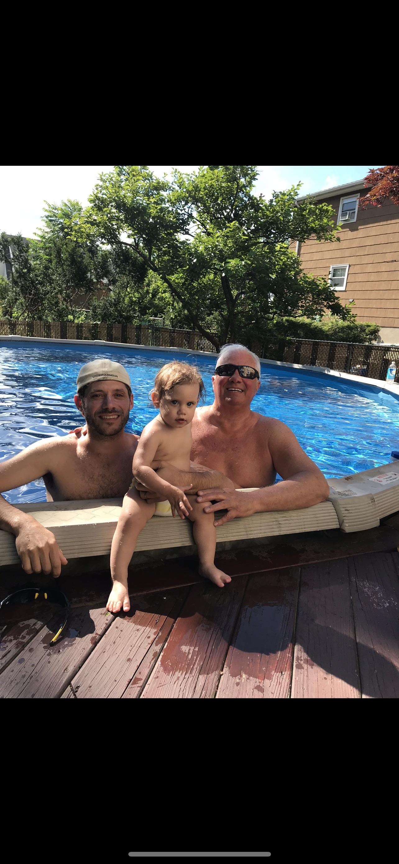 At his pool in NJ. He was so …