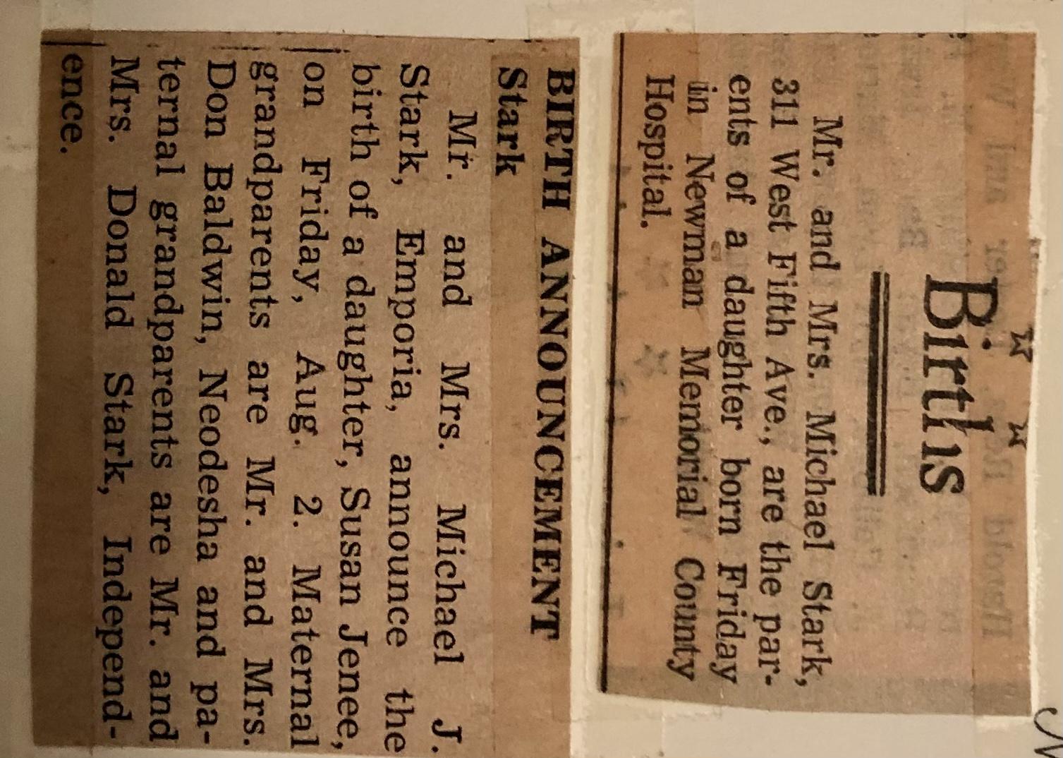 Birth announcements in newspa…