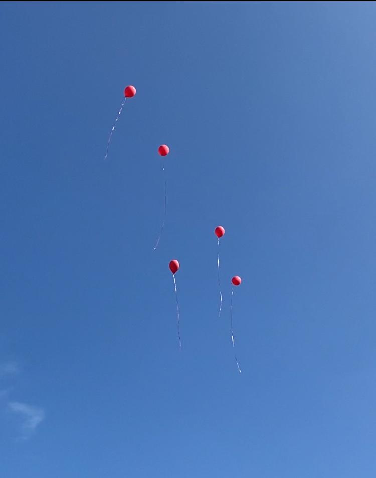 Releasing birthday balloons