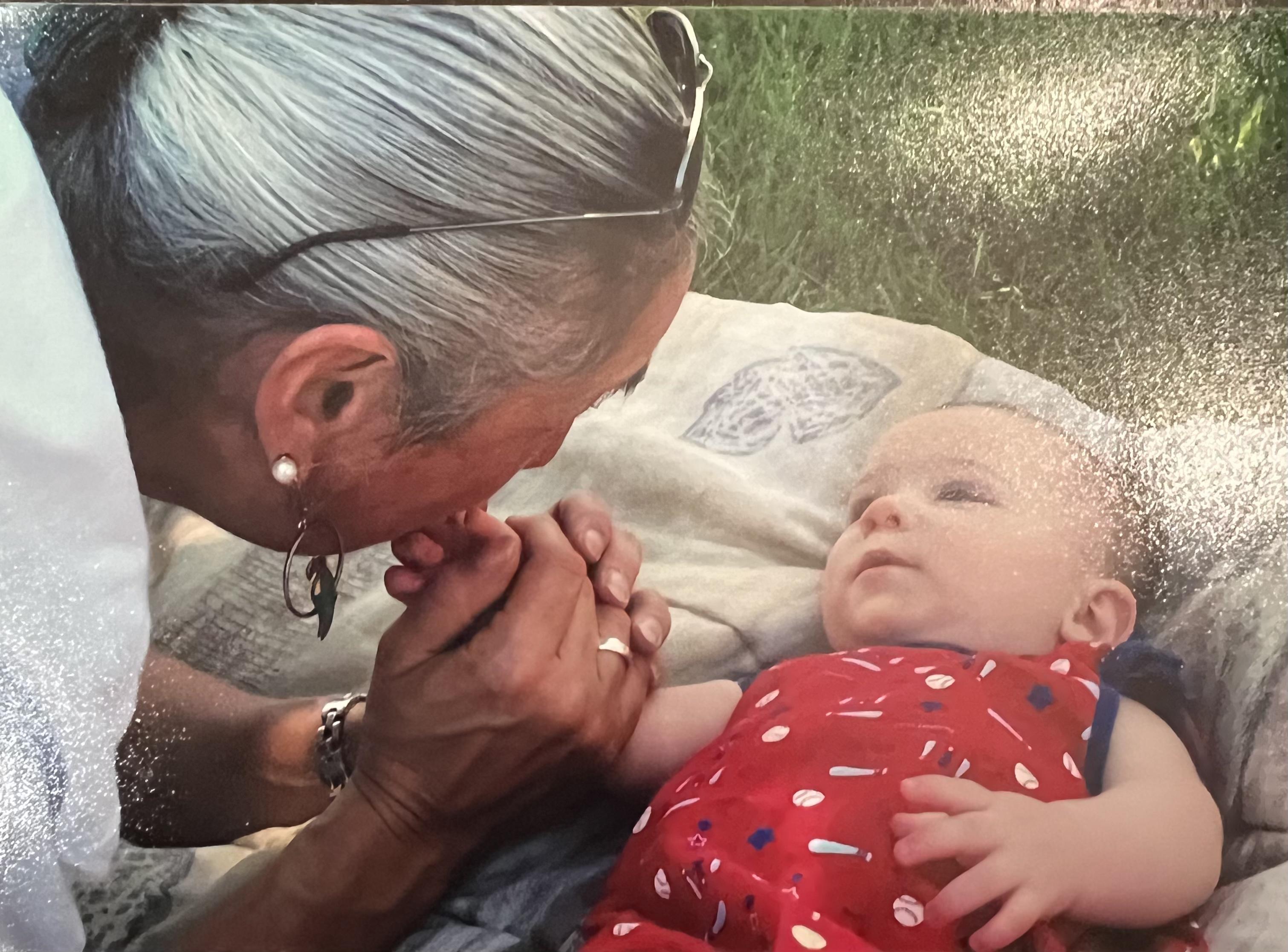 Loving on her first-born gran…