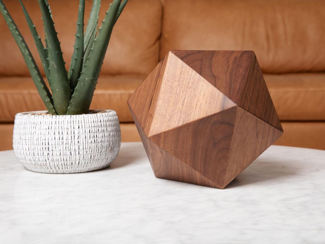 Photo of The Bleecker Urn in Walnut - Contemporary Cremation Urn for Ashes