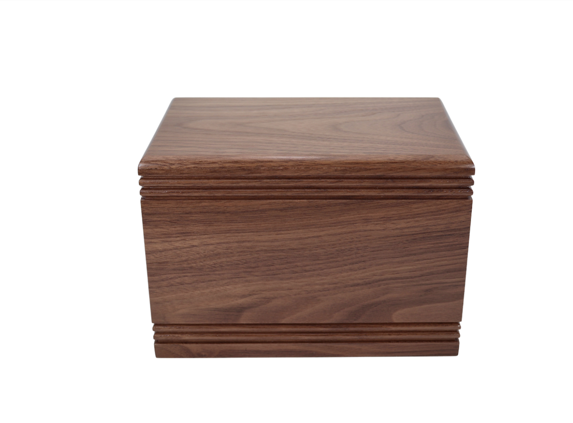 Photo of Solid Walnut Wood Urn - Double Beaded Top and Bottom #W-788