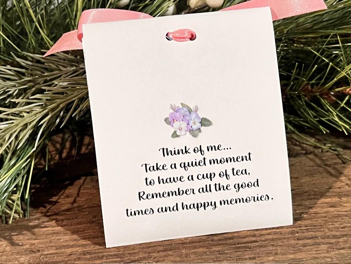 Photo of 12 Memorial Viola Tea Bag Favor Keepsakes