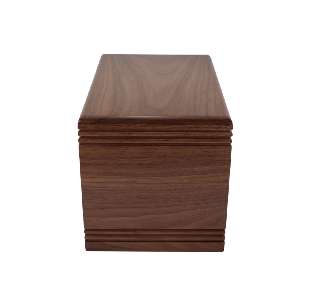 Photo of Solid Walnut Wood Urn - Double Beaded Top and Bottom #W-788