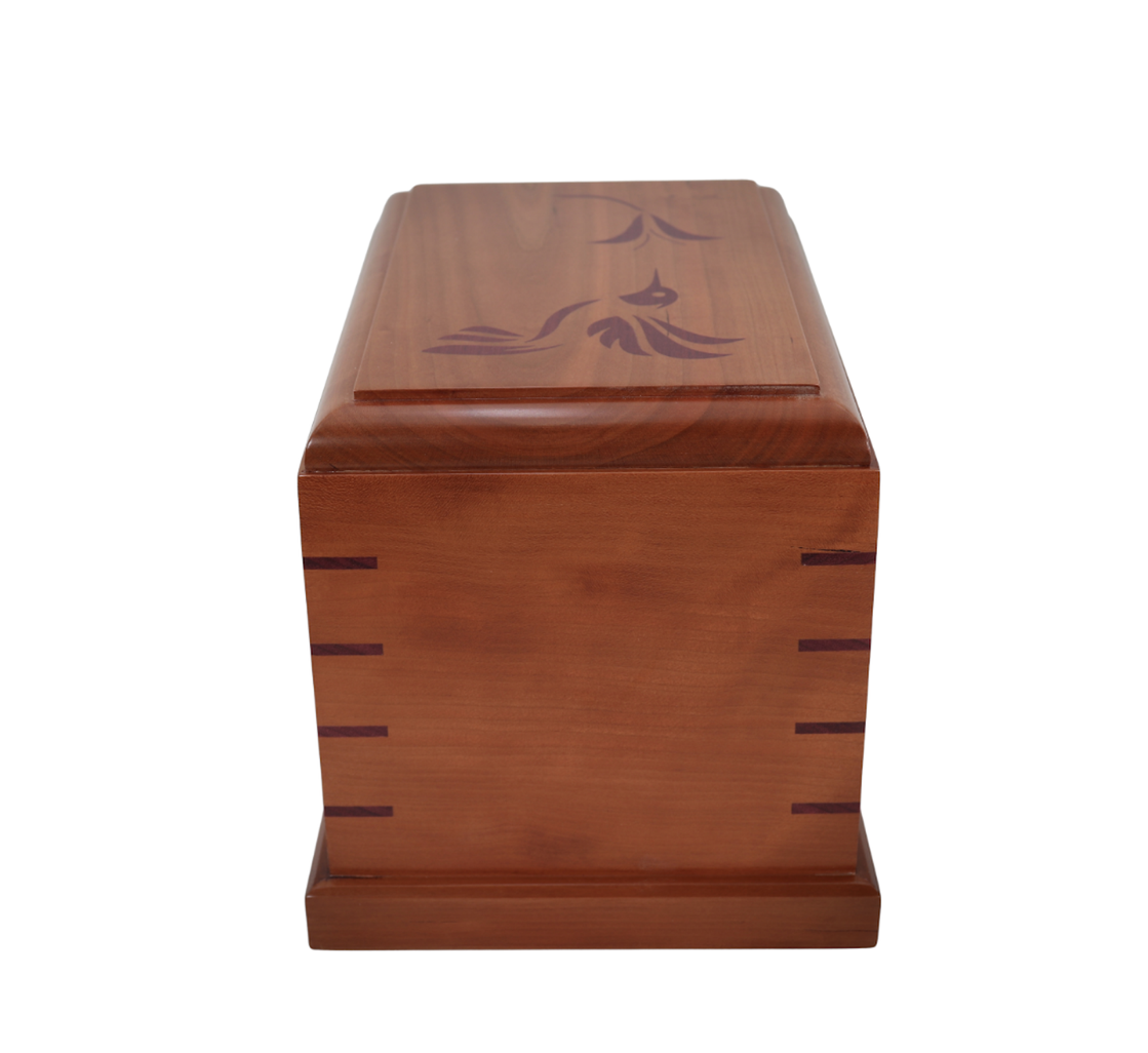 Photo of Solid Cherry Wood Hummingbird Urn #C-599