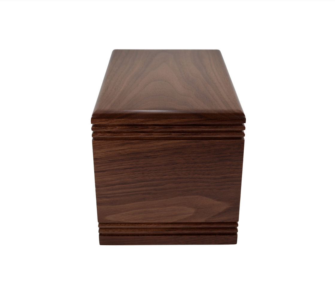 Photo of Solid Walnut Wood Urn - Double Beaded Top and Bottom #W-788