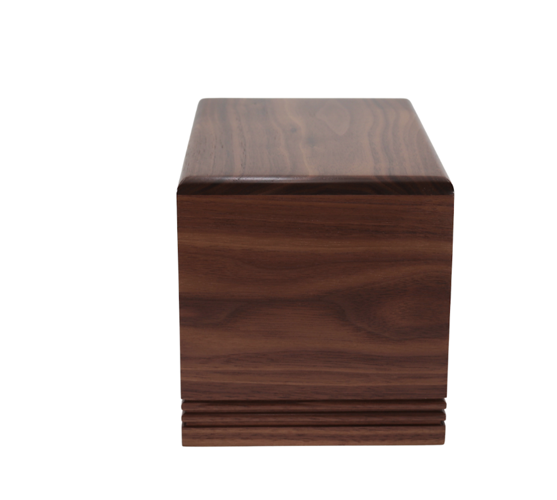 Photo of Solid Walnut Wood Urn with Double Beaded Base #W-786
