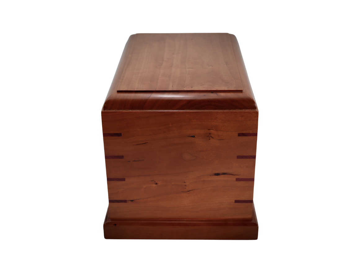 Photo of Solid Cherry Wood Urn with Solid Purple Heart Wood Butterfly Inlay #C-585