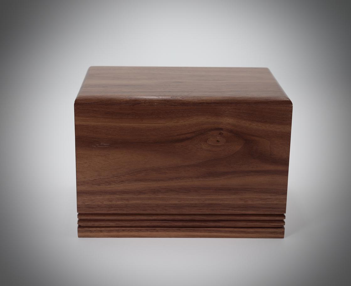 Photo of Solid Walnut Wood Urn with Double Beaded Base #W-786